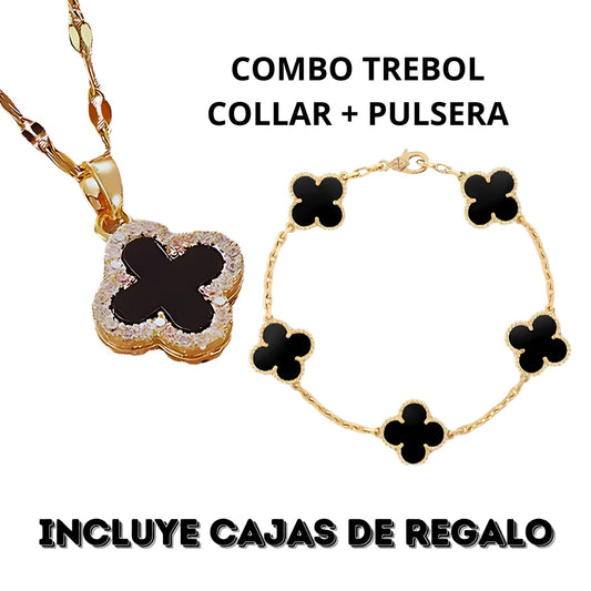 Combo Colar y Pulsera Trebol: Elegancia y Buenas Energías en Cada Detalle