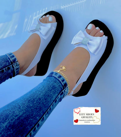 Sandalias Glamure Comfort Con Lazo Elegante y Diseño Versátil