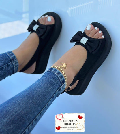Sandalias Glamure Comfort Con Lazo Elegante y Diseño Versátil