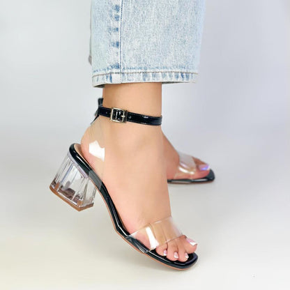 Sandalias Transparentes de Tacón Elegante Glamour Cristal