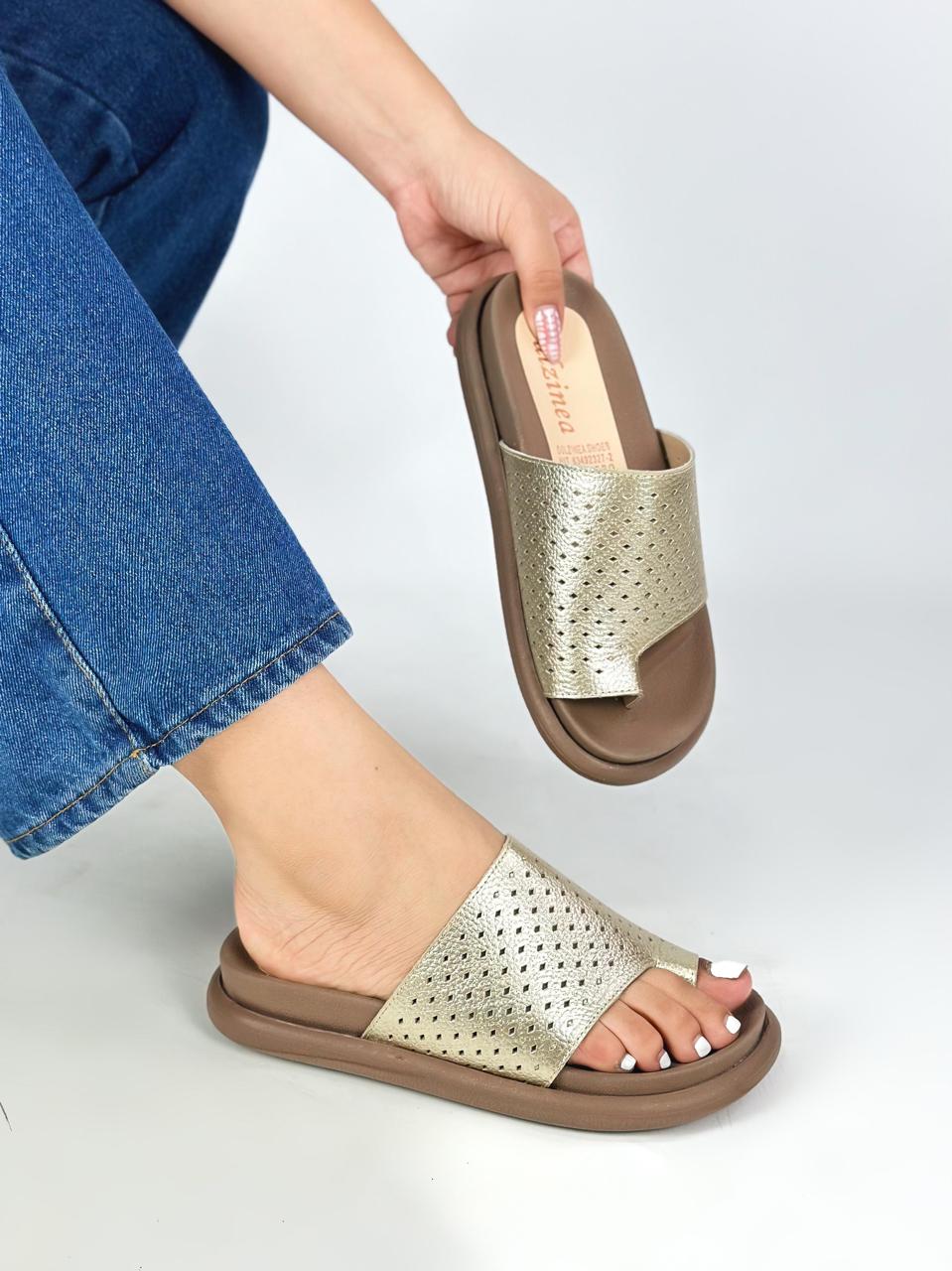 Sandalia Plana Conforto Glamour