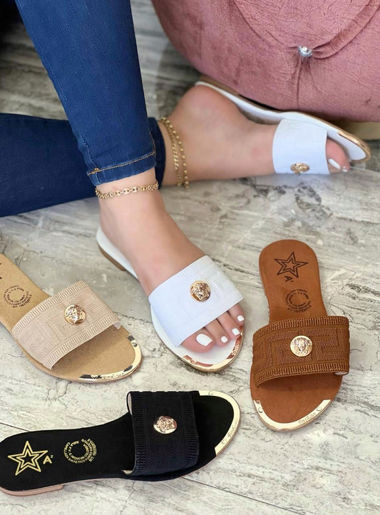 Sandalia Plana Ref. Gucci Moneda Glamure Esencia