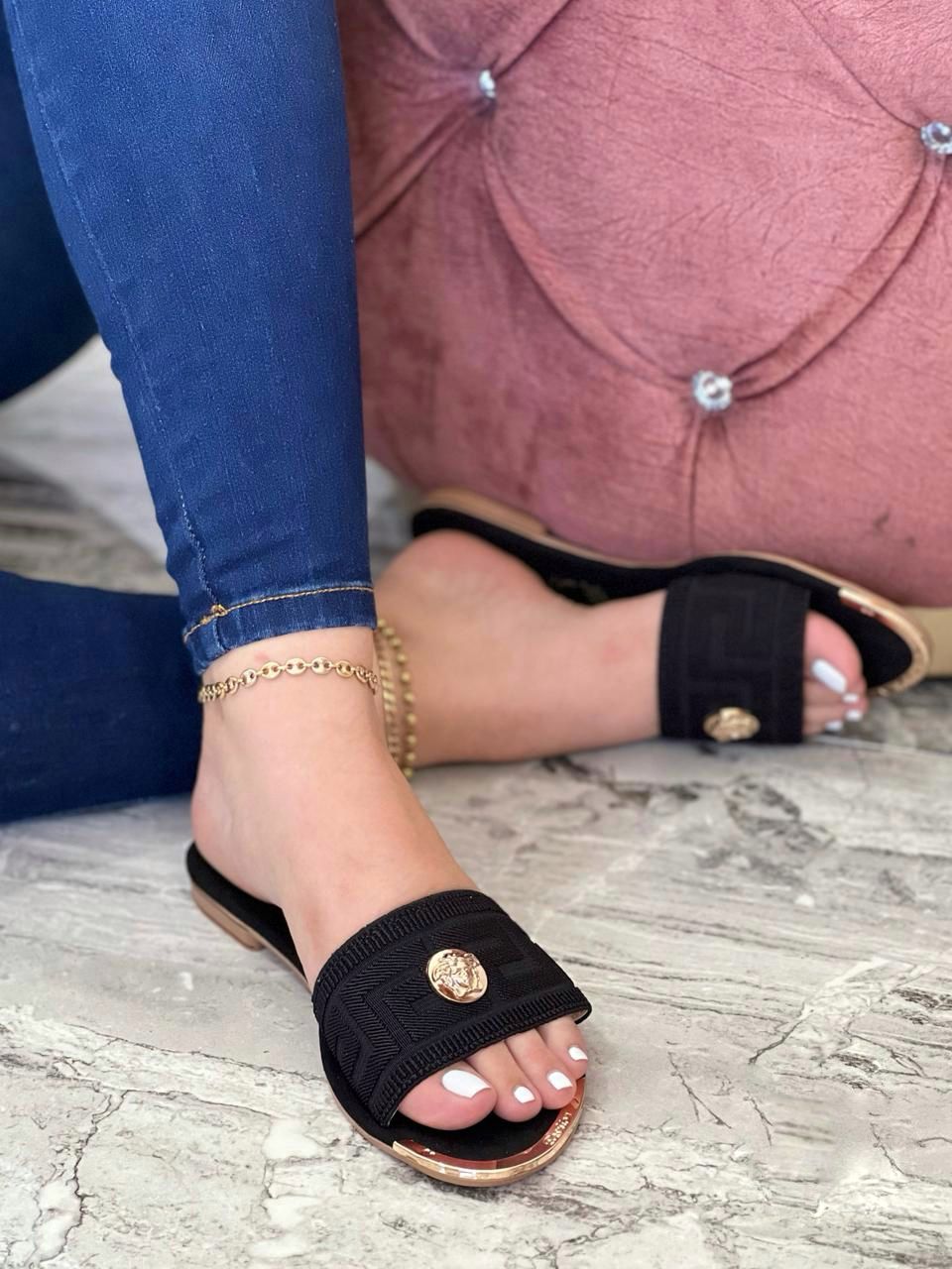 Sandalia Plana Ref. Gucci Moneda Glamure Esencia