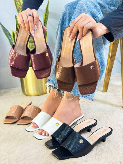 Sandalia Plana Croco Eleganza Comfort