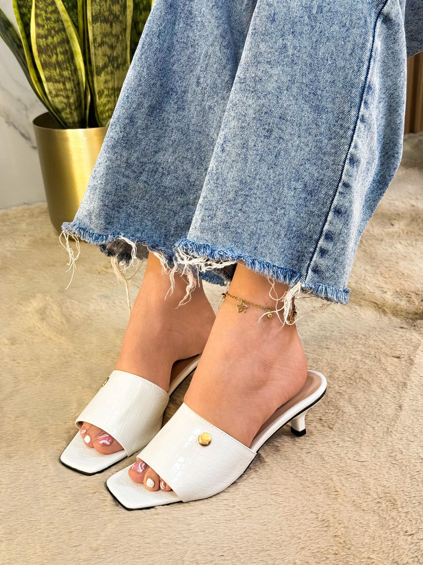 Sandalia Plana Croco Eleganza Comfort