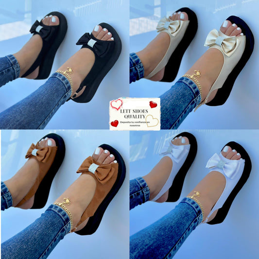 Sandalias Glamure Comfort Con Lazo Elegante y Diseño Versátil