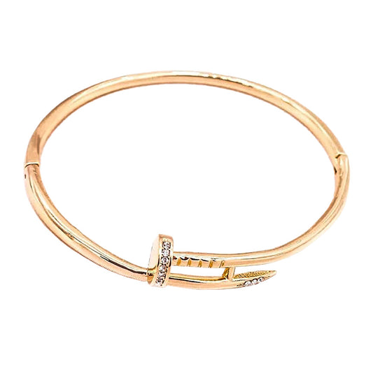 Pulsera Clavo Unisex Circon Rodio Dorado