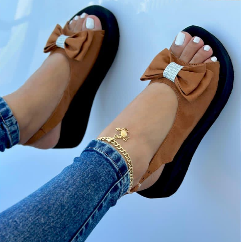 Sandalias Glamure Comfort Con Lazo Elegante y Diseño Versátil