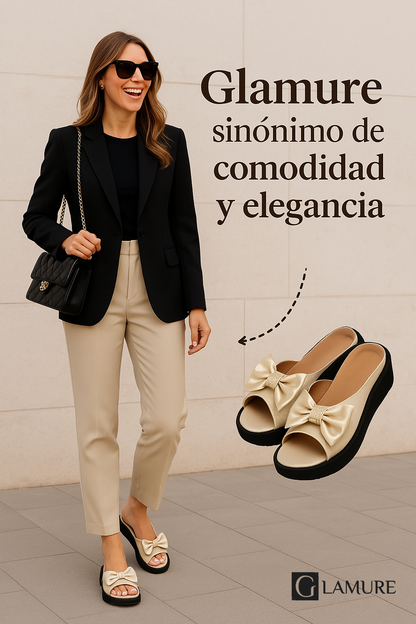 Sandalias Glamure Comfort Con Lazo Elegante y Diseño Versátil