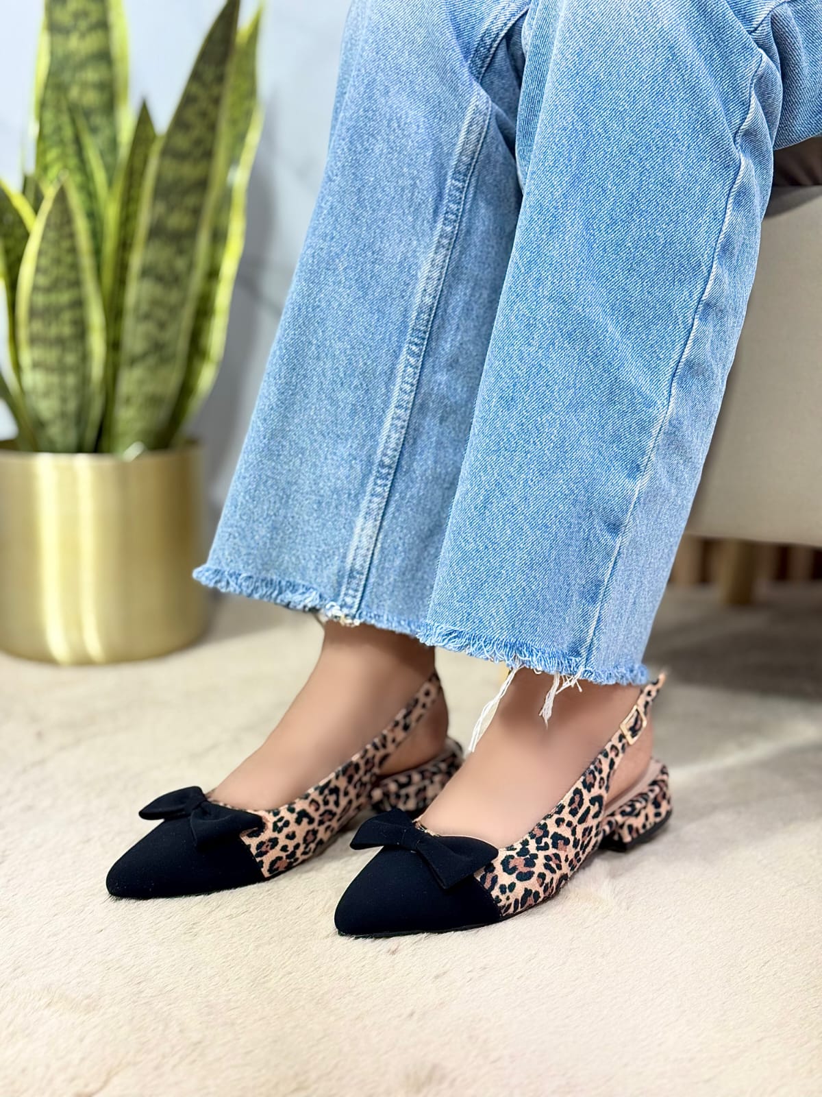 Baletas Slingback Punta Fina Lazo Sofisticada Glamure Calzado Femenino
