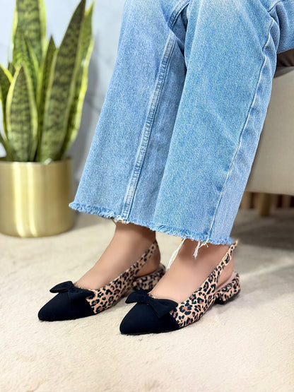 Baletas Slingback Punta Fina Lazo Sofisticada Glamure Calzado Femenino