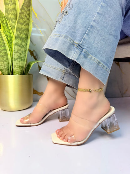 Sandalia de Tacón Transparente Cristal Elegance Glamure